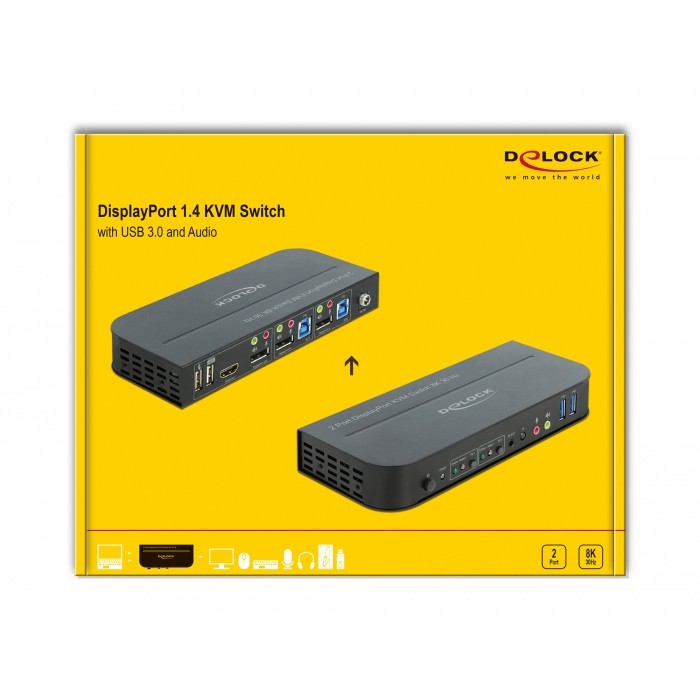 KVM Switch DELOCK DisplayPort 1.4 8K 30Hz s USB 3.0 i audio-3