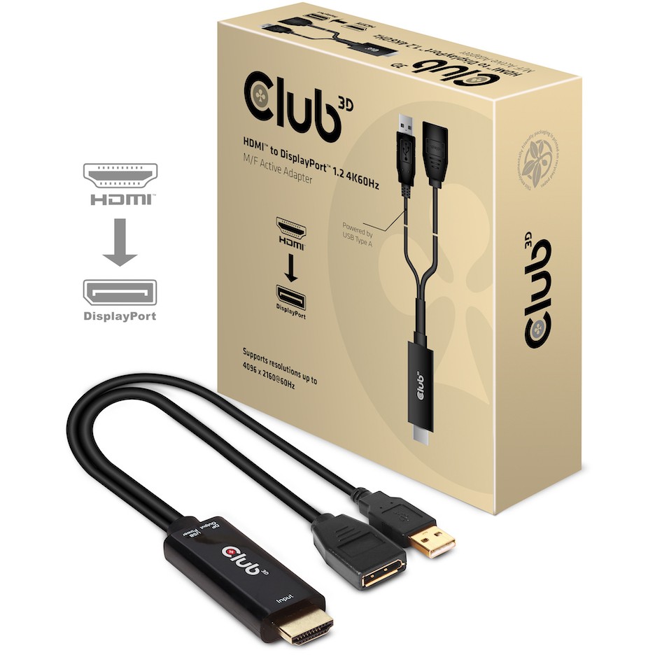 Adapter Club 3D HDMI 2.0 > DP 1.2 4K60Hz HDR aktiv-0