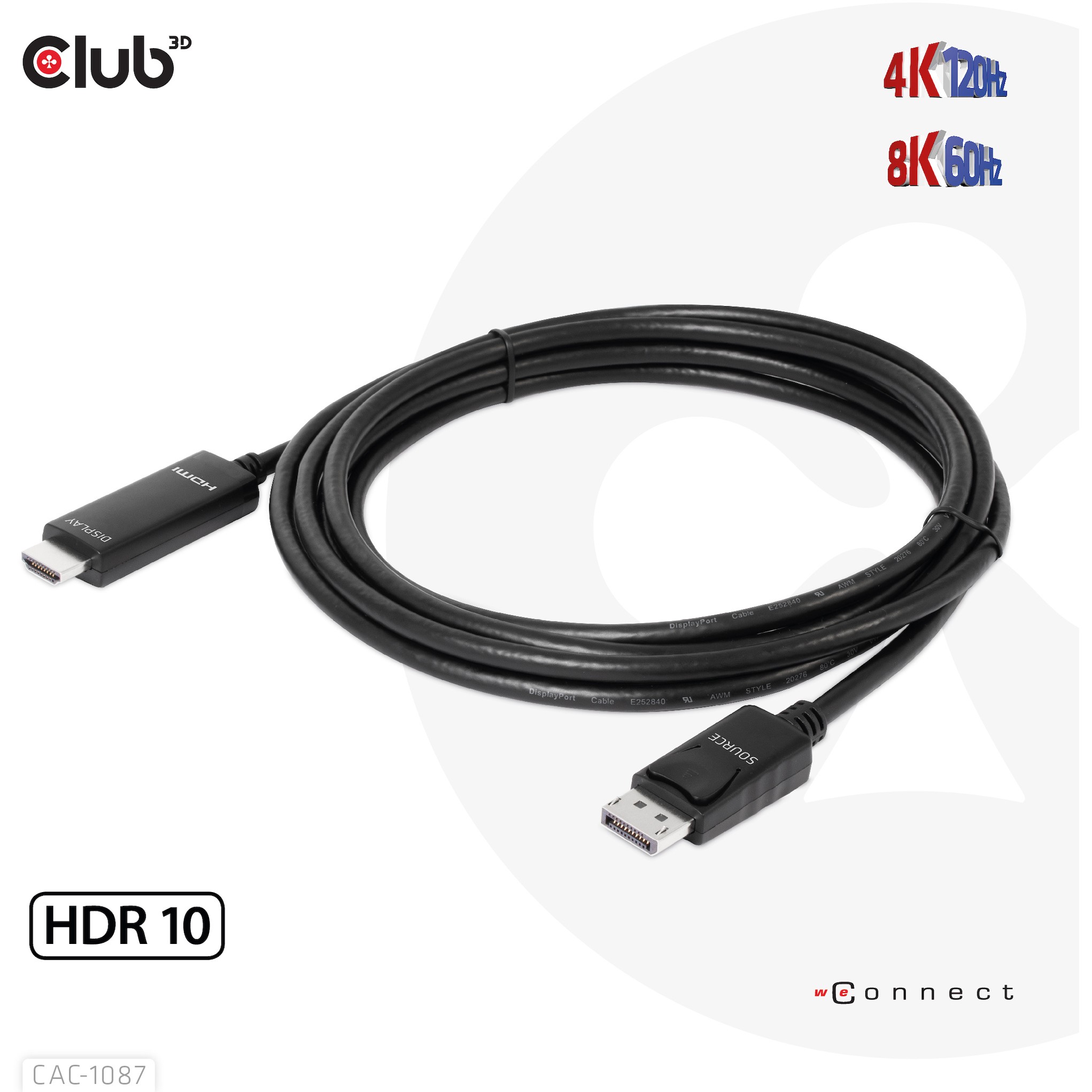 Kabel DisplayPort 1.4 > HDMI HDR 8K60Hz aktiv Club 3D 3m-5