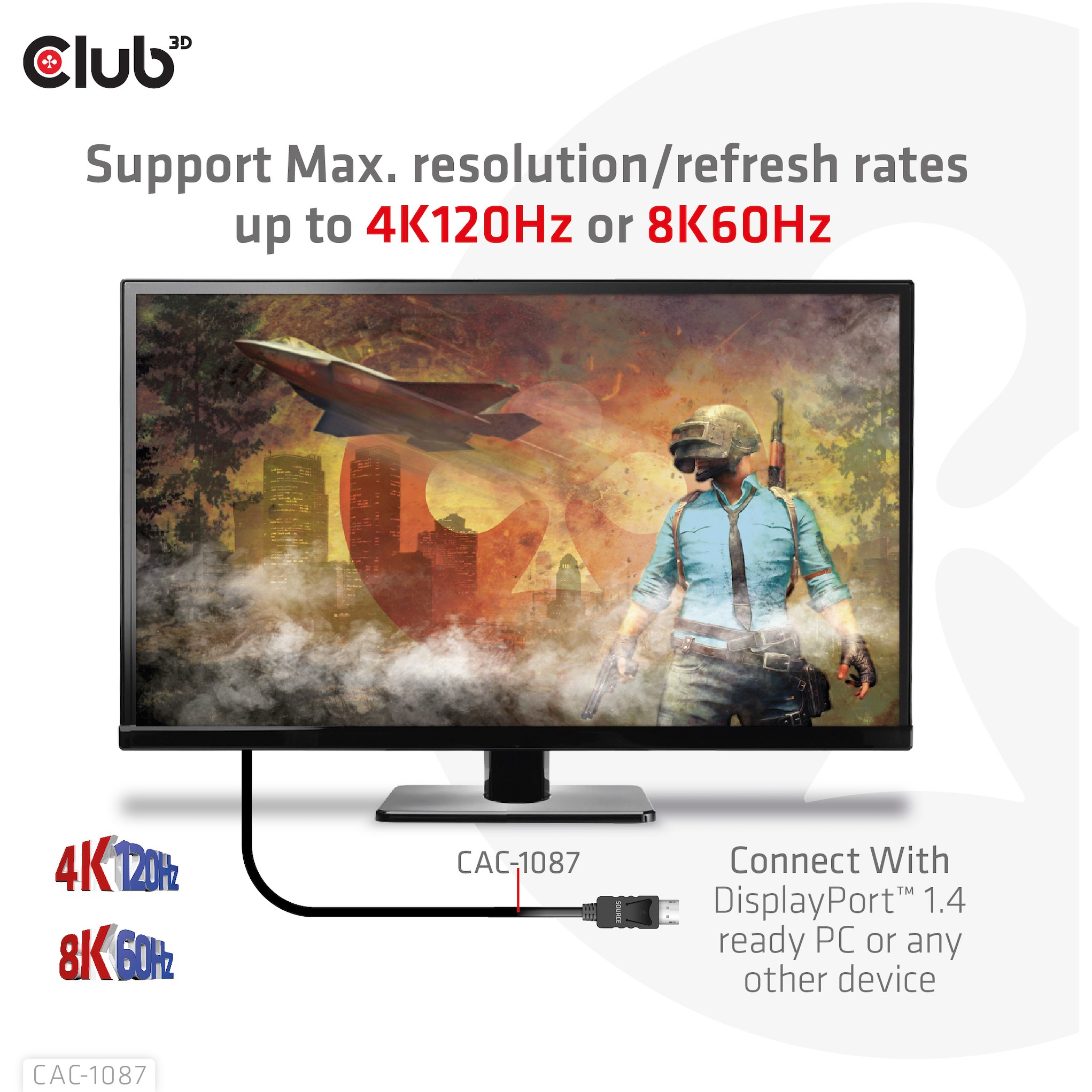 Kabel DisplayPort 1.4 > HDMI HDR 8K60Hz aktiv Club 3D 3m-6