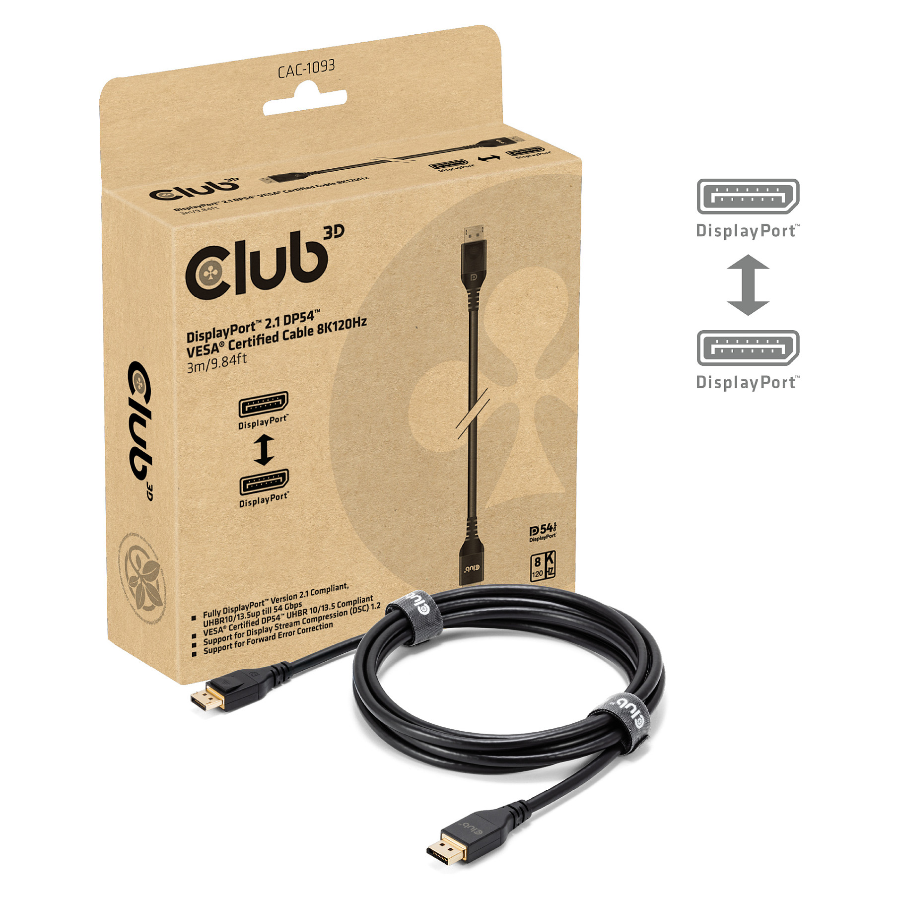 Kabel Club 3D DP-Kabel 2.1 DP54 zertifiziert 3m 8K120Hz St/St retail-1