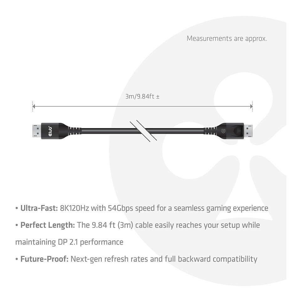 Kabel Club 3D DP-Kabel 2.1 DP54 zertifiziert 3m 8K120Hz St/St retail-3