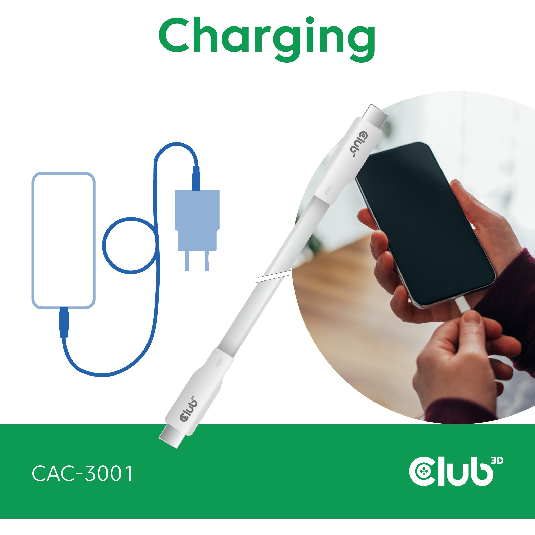 Kabel CLUB 3D Lifestyle USB-C 240W 20Gbps 2m-3