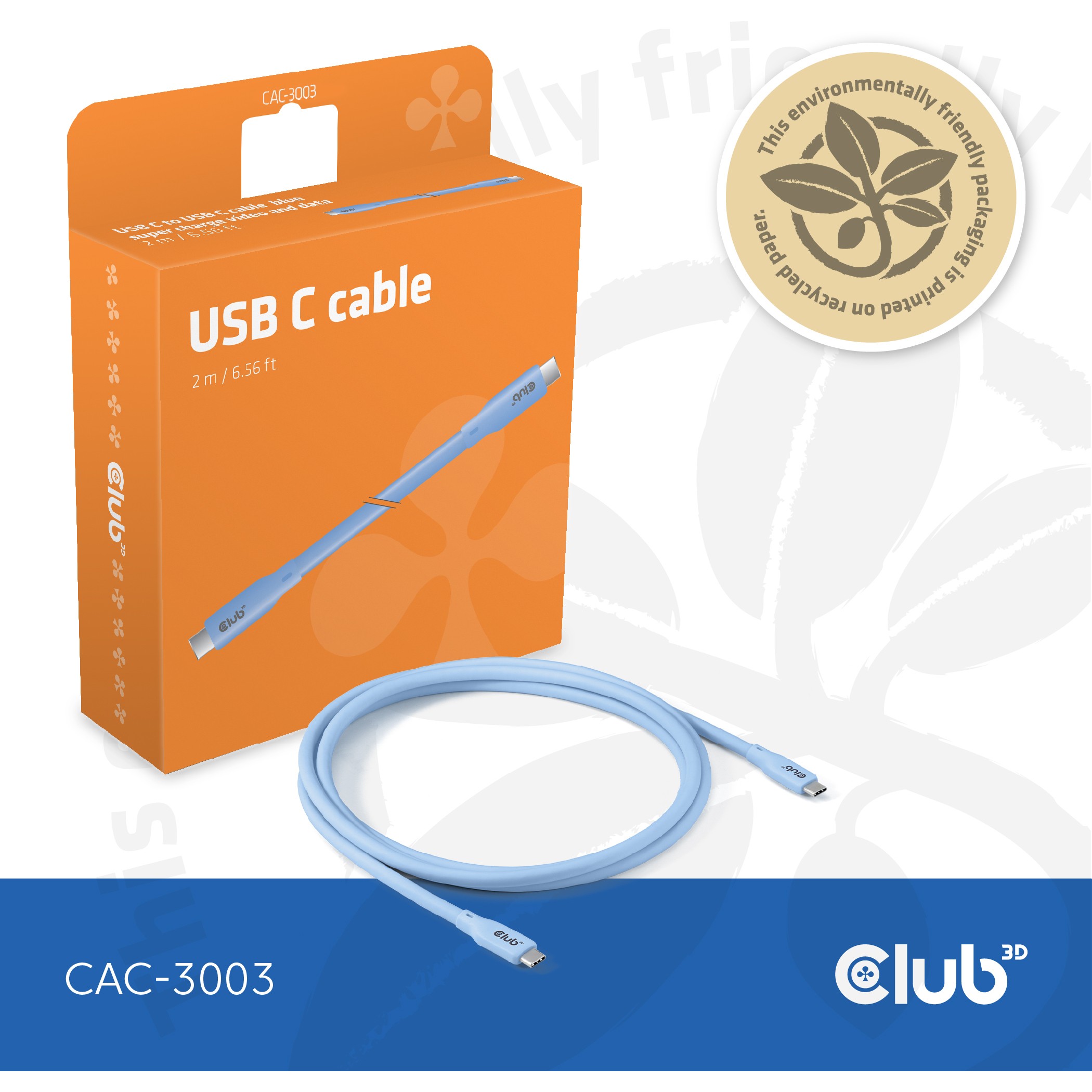 Kabel Club 3D Lifestyle USB-C PD 240W 20Gbps 2m plavi-7