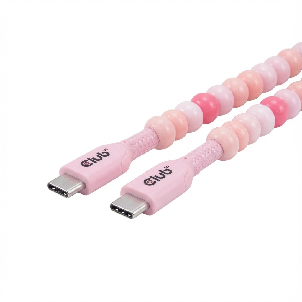 Kabel CLUB 3D Lifestyle USB-C Perlen-Kabel PD60W 480Mbps 2m rosa-0
