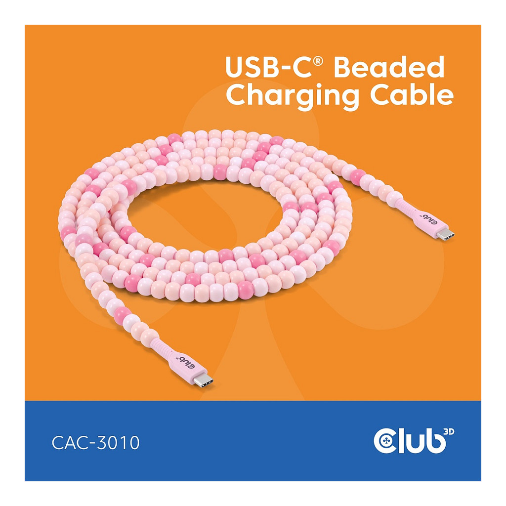 Kabel CLUB 3D Lifestyle USB-C Perlen-Kabel PD60W 480Mbps 2m rosa-5
