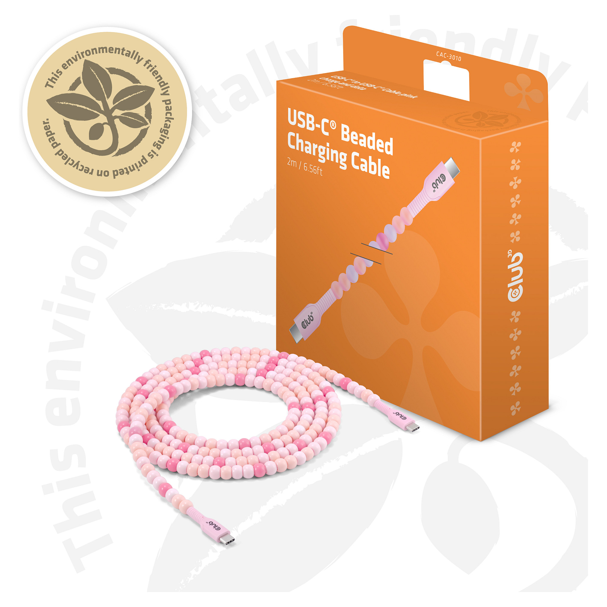Kabel CLUB 3D Lifestyle USB-C Perlen-Kabel PD60W 480Mbps 2m rosa-8