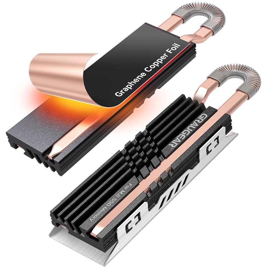 Hladnjak GRAUGEAR Heatpipe Kuhlkorper SSD M.2 NVMe 2280 Graphen-Kupfe-0