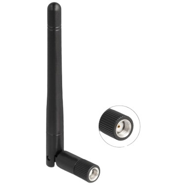Antenna DELOCK WLAN 802.11 ac/ax/a/b/g/n RP-SMA Stecker 2 dBi omnidirekcionalna s nagibom crna-0