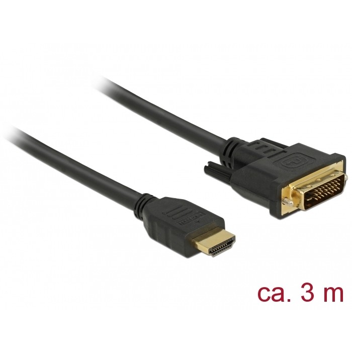 Kabel DELOCK HDMI zu DVI 24+1 3 m