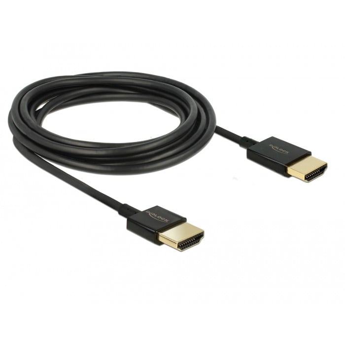 Kabel DELOCK High Speed HDMI mit Ethernet - HDMI-A Stecker > HDMI-A Stecker 3D 4K 0.25 m Slim High Quality