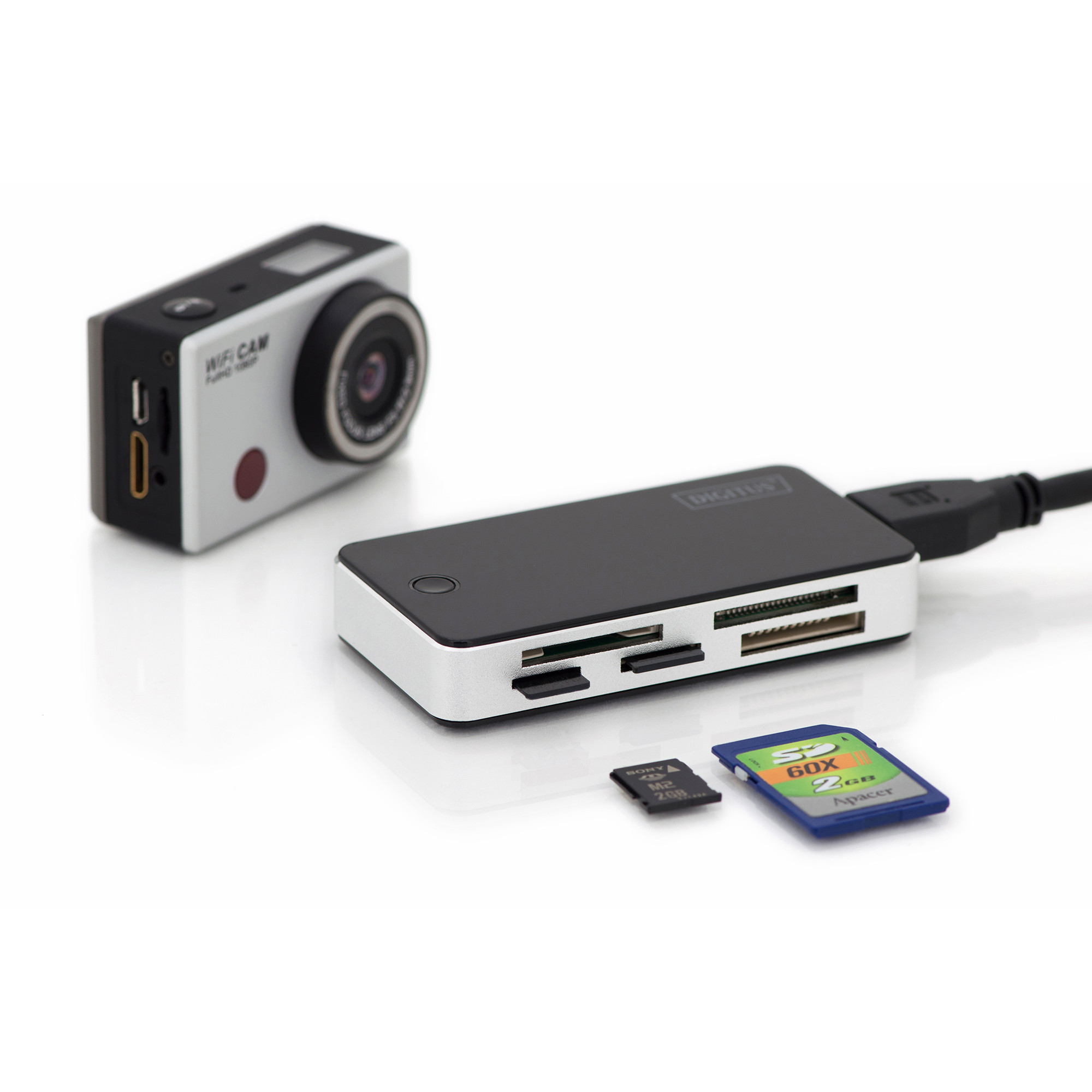 Čitač kartica DIGITUS USB3.0, eksterni, crno-srebrni-5