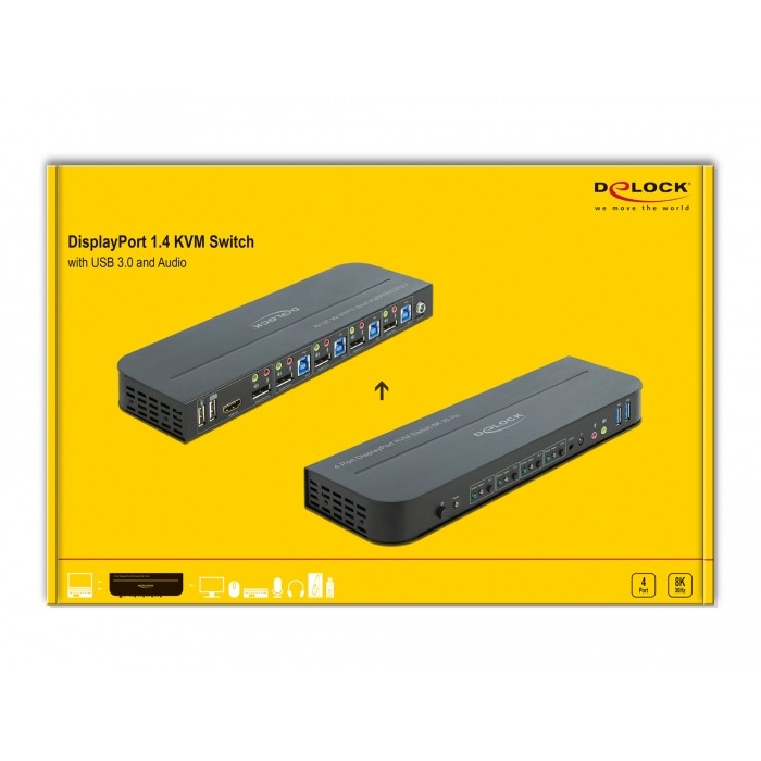 KVM Switch DELOCK DisplayPort 1.4 8K 30Hz s USB 3.0 i audio-3