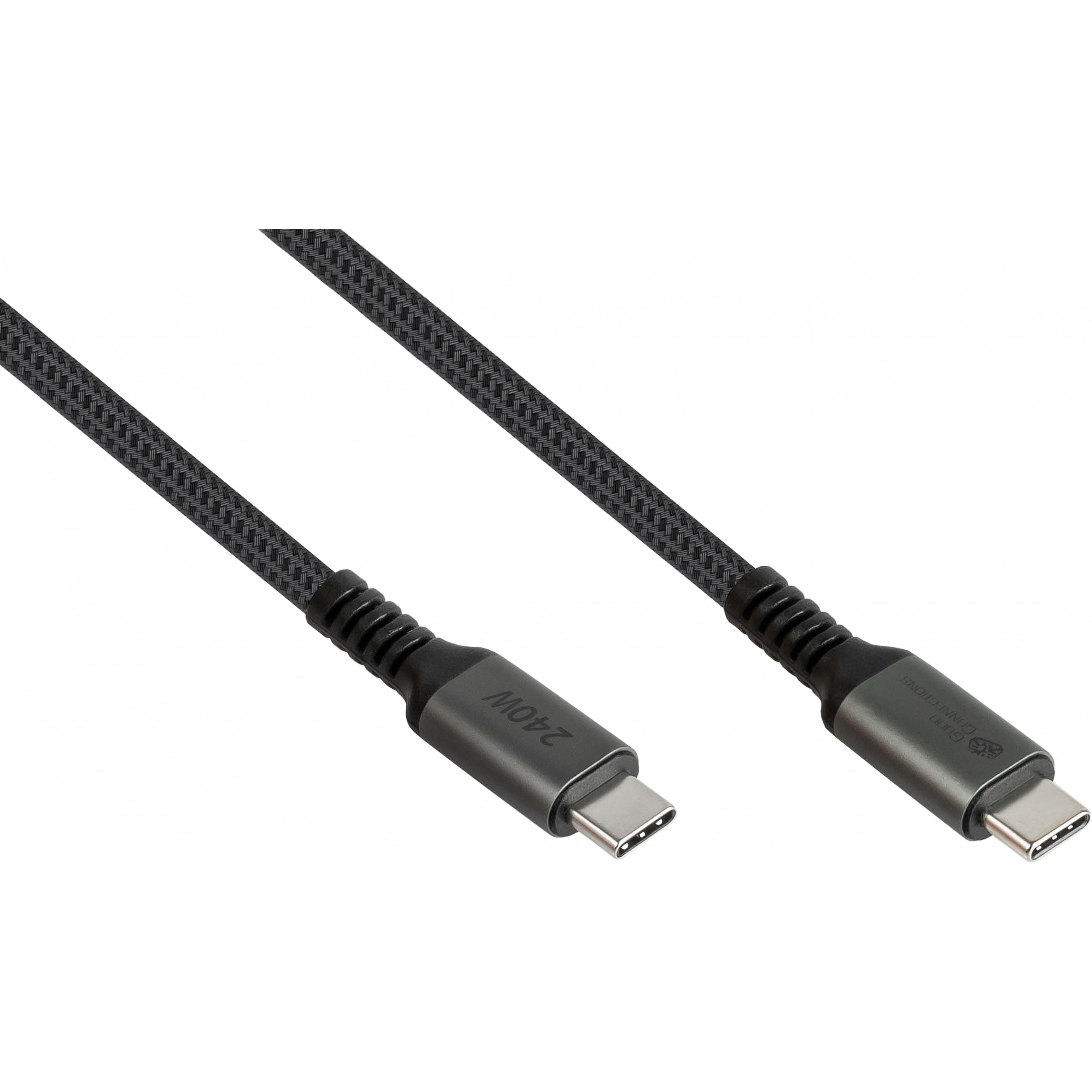 USB-C kabel GOODCONNECTIONS (USB-C 2.0, 240W, 0.5m, pleteni, antacit)-0