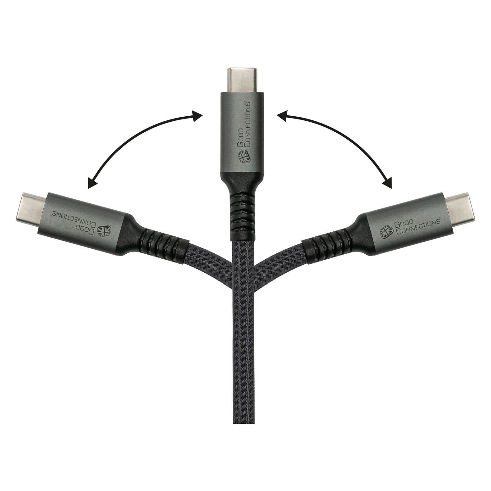 USB-C kabel GOODCONNECTIONS (USB-C 2.0, 240W, 0.5m, pleteni, antacit)-3
