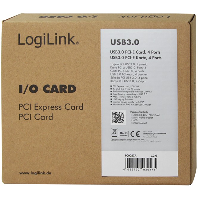 PCI Express kartica → LOGILINK → 4-Port USB 3.0-5