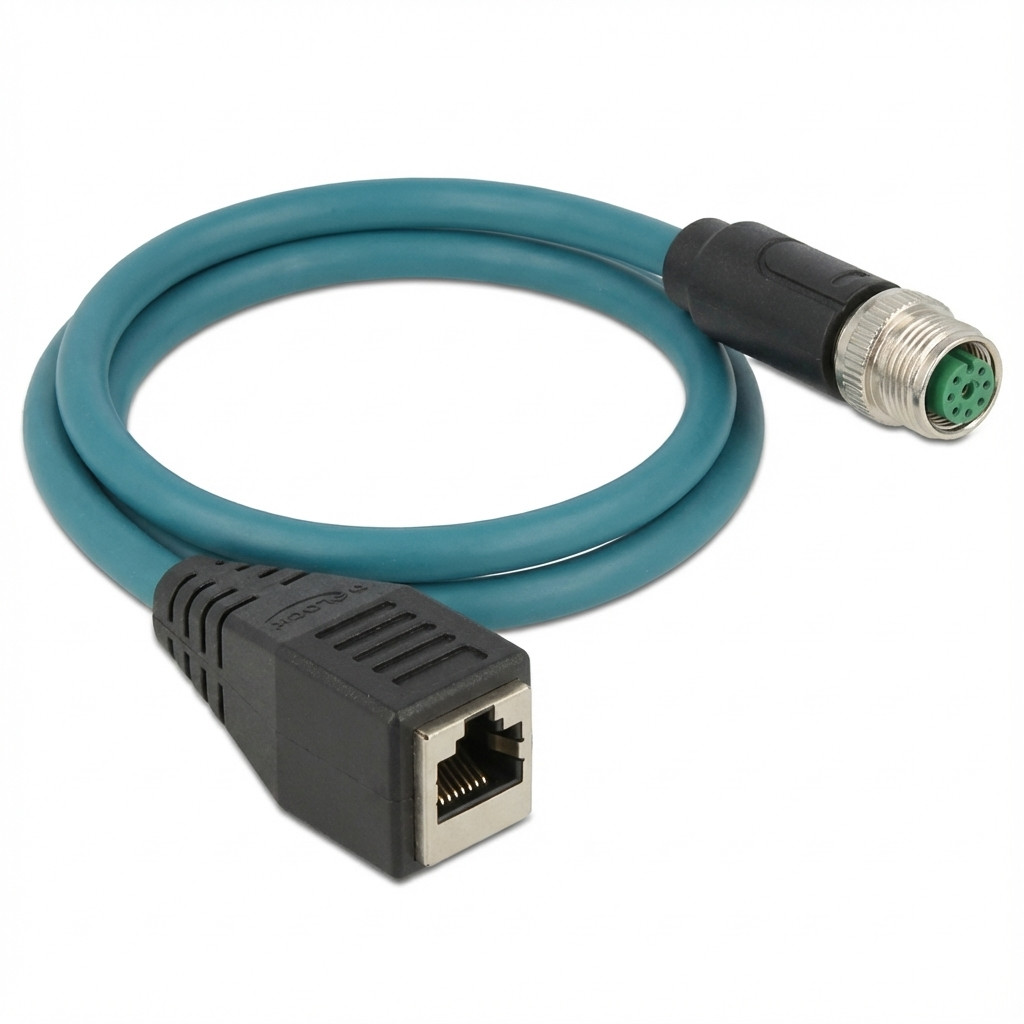 Adapter kabel DELOCK M12 8 Pin Stecker zu RJ45 Buchse 50 cm