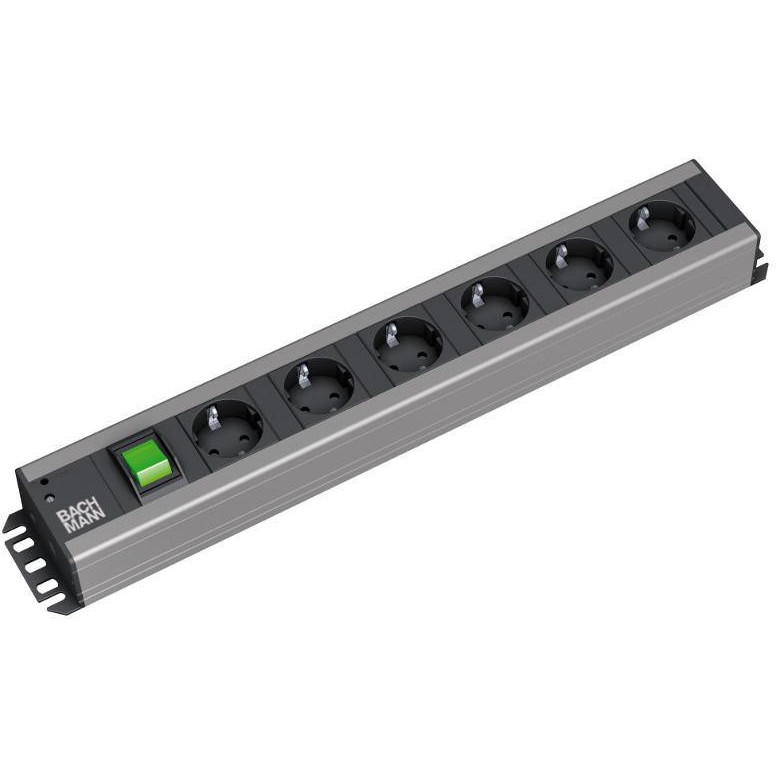 Utičnica BACHMANN Handwerkerleiste 6x Schutzkontakt Schalter 48,26cm 19-Zoll-Rack kompatibel 2m-1