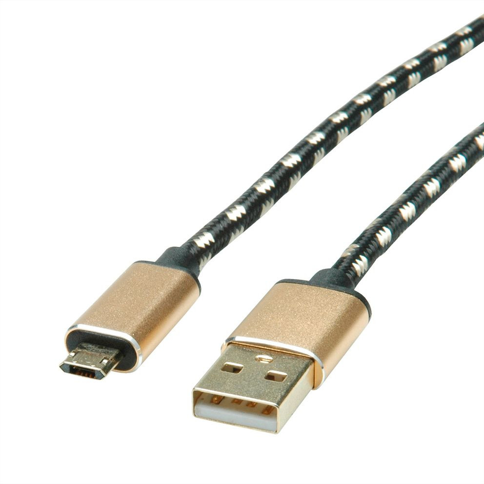 Kabel ROLINE GOLD USB 2.0 Typ A ST - Micro B ST reversibel 0,8m-0