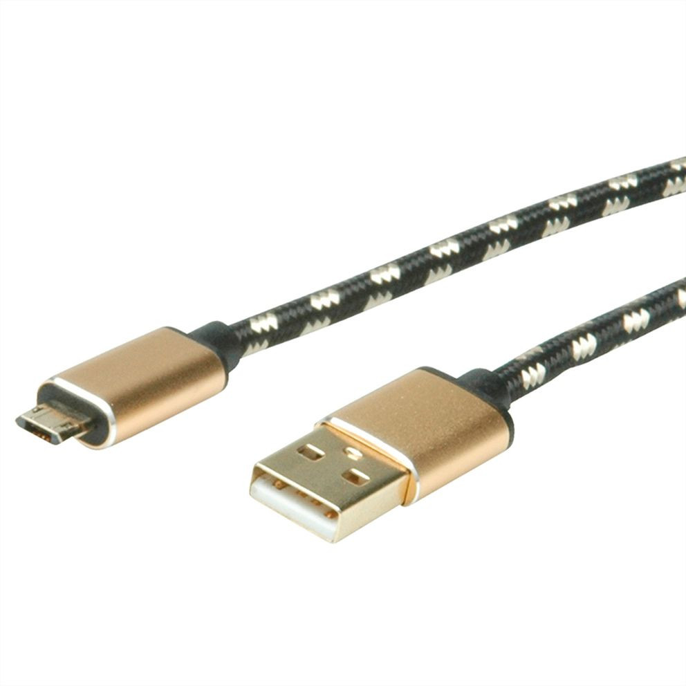 Kabel ROLINE GOLD USB 2.0 Typ A ST - Micro B ST reversibel 0,8m-1