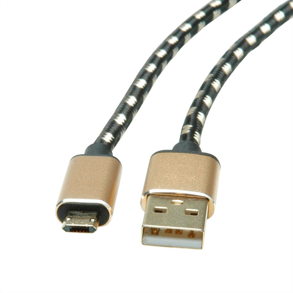 Kabel ROLINE GOLD USB 2.0 Typ A ST - Micro B ST reversibel 0,8m-3