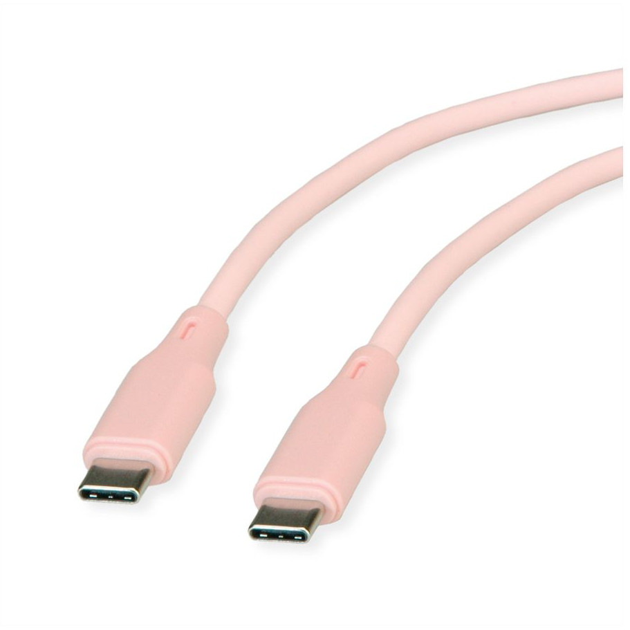 Kabel ROLINE USB 2.0 Typ C-C ST/ST Silikon 60W pink 1 m