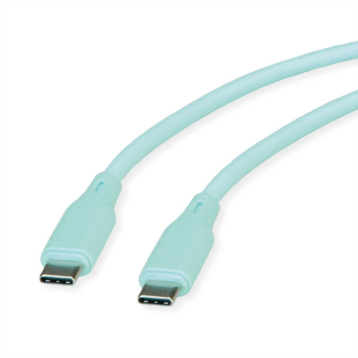 Kabel ROLINE USB 2.0 Typ C-C ST/ST Silikon 60W grn 1 m-0