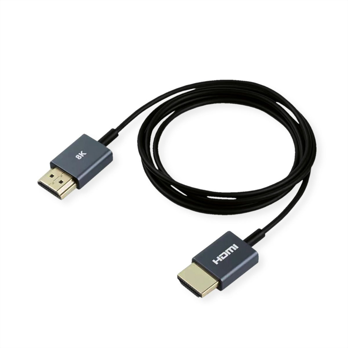 Kabel ROLINE 8K HDMI Ultra HD s Ethernetom, ST/ST, ultra-tanak, koaksijalni, crna boja, 1,5 m-1