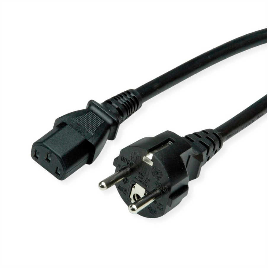 Kabel ROLINE Netzkabel IEC-Buchse & CEE7/7-Stecker ravni crni 3m-0