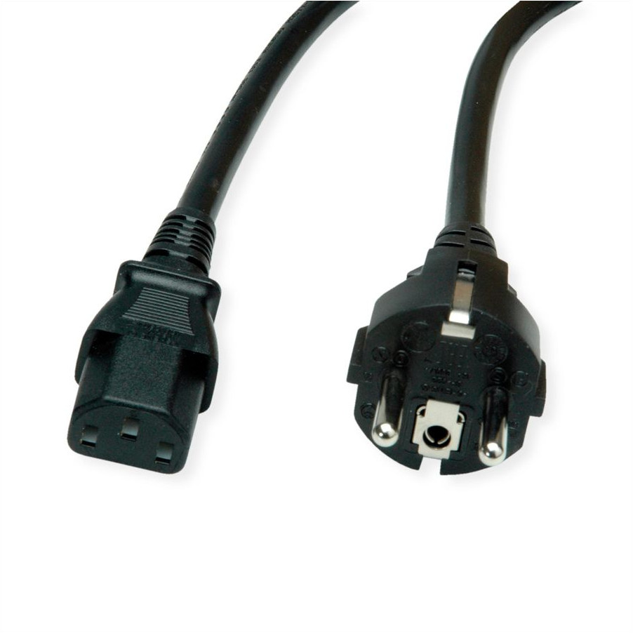 Kabel ROLINE Netzkabel IEC-Buchse & CEE7/7-Stecker ravni crni 3m-1