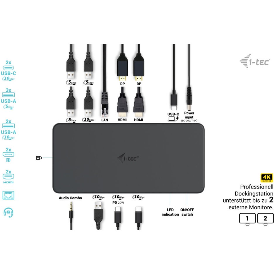 Docking Station I-TEC USB-C Thunderbolt 3 Dual 4K-5