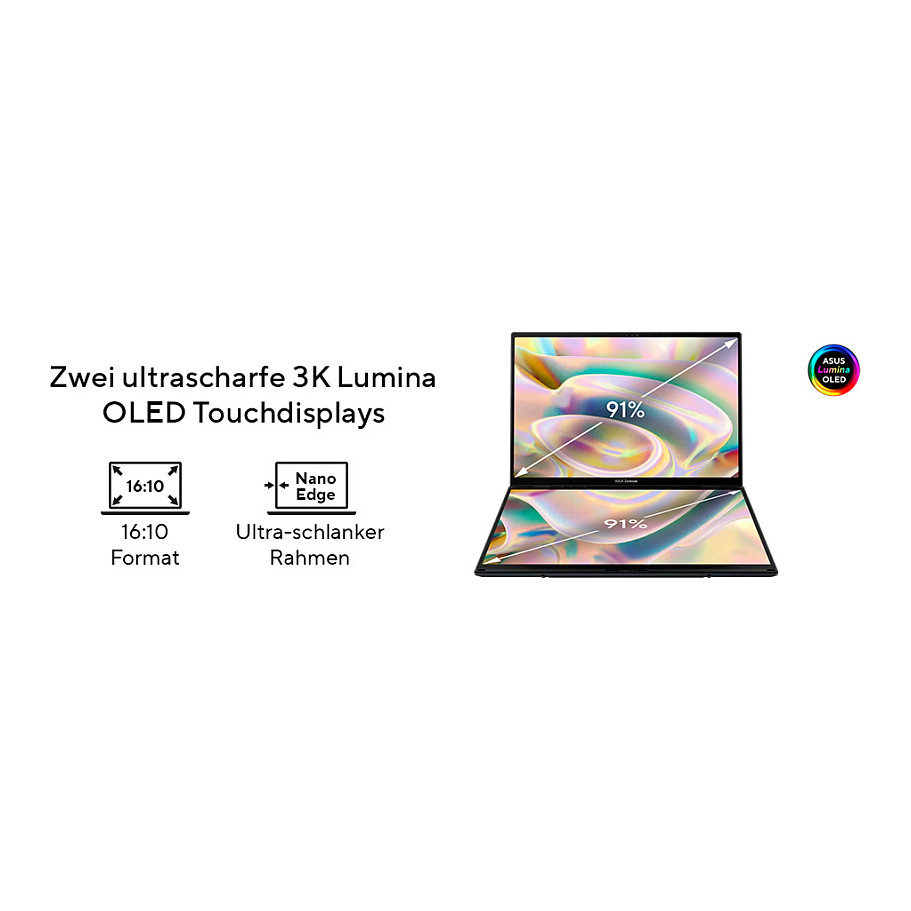 Laptop ASUS ZenBook Duo 14" U9-285H (14" FHD, Intel Core i7, 32GB RAM, 2TB SSD, Intel Iris Xe, Windows 11 Pro, hrvatska tipkovnica, plava boja) – internacionalna non HR tipkovnica-4
