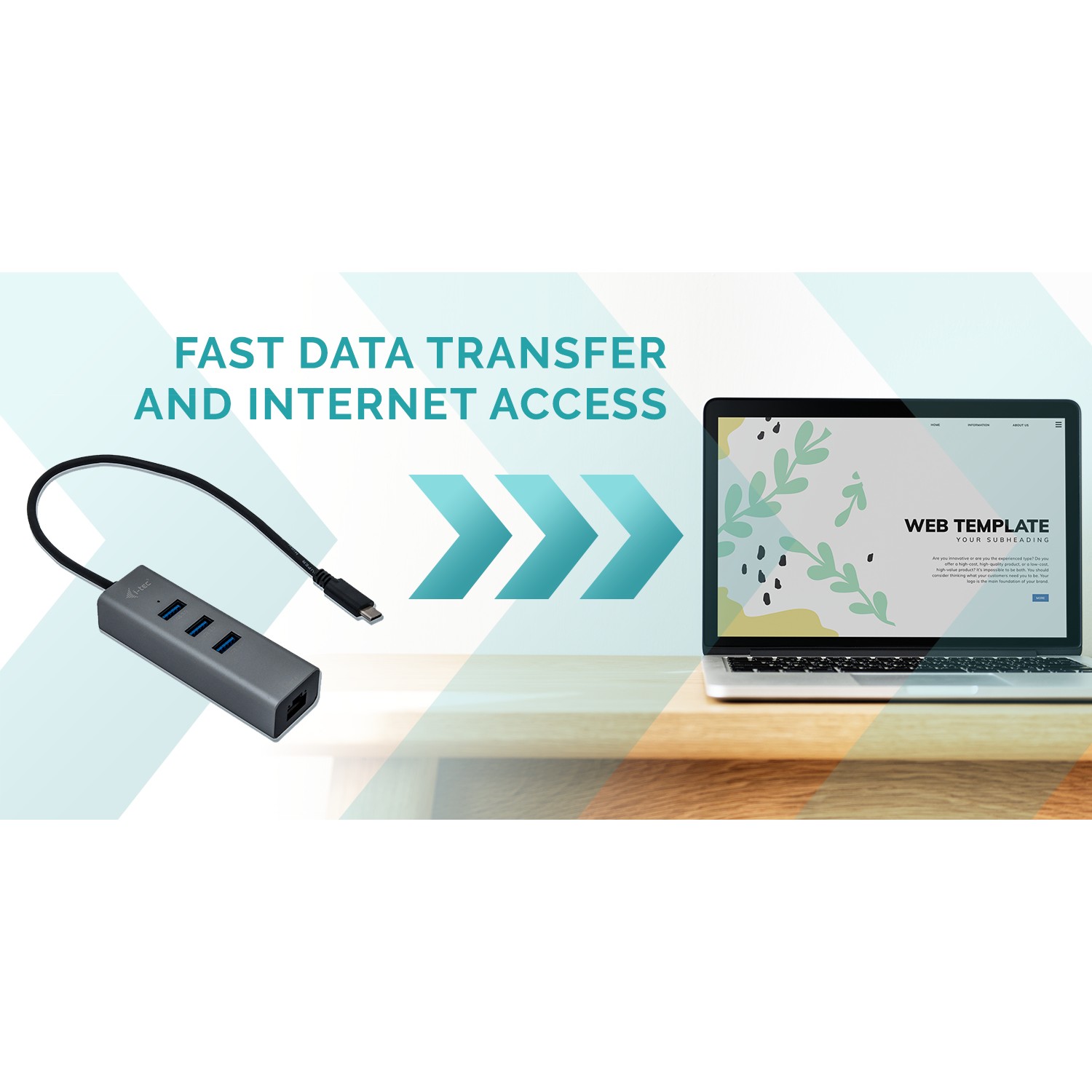 HUB I-TEC USB-C 3-PORT HUB + GLAN-8
