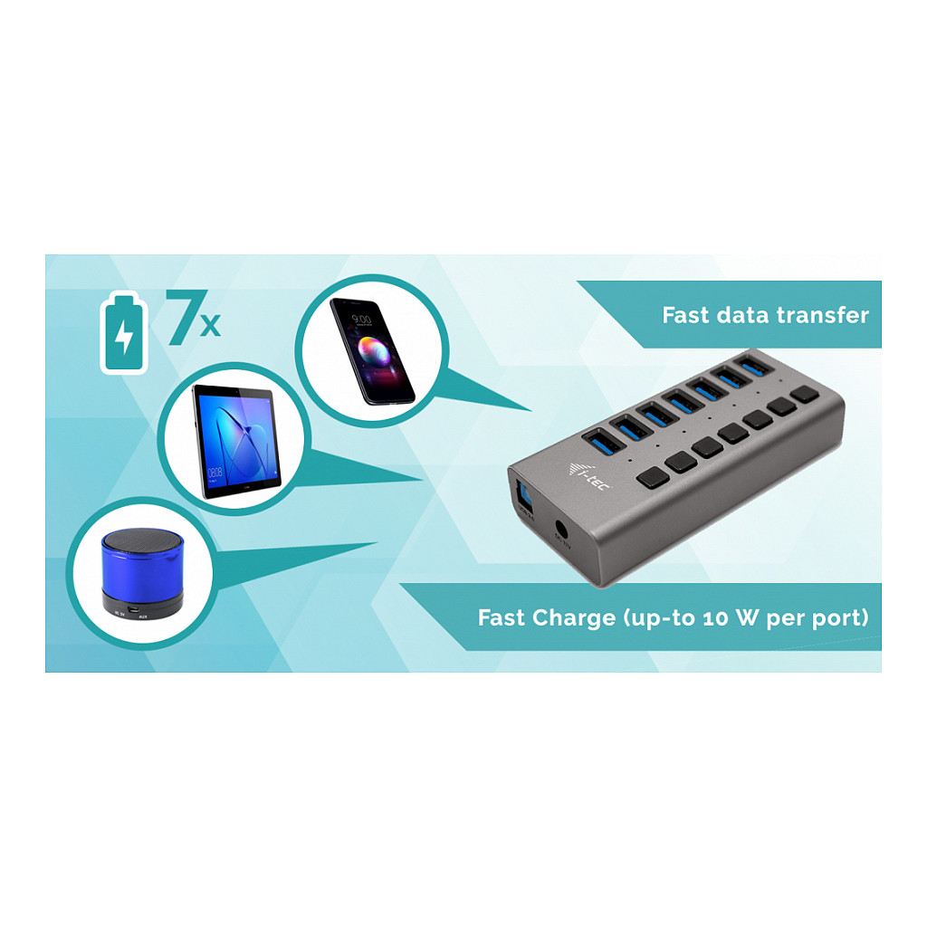 USB HUB I-TEC D I-TEC USB 3.0 HUB 7 PORT 36 W-9