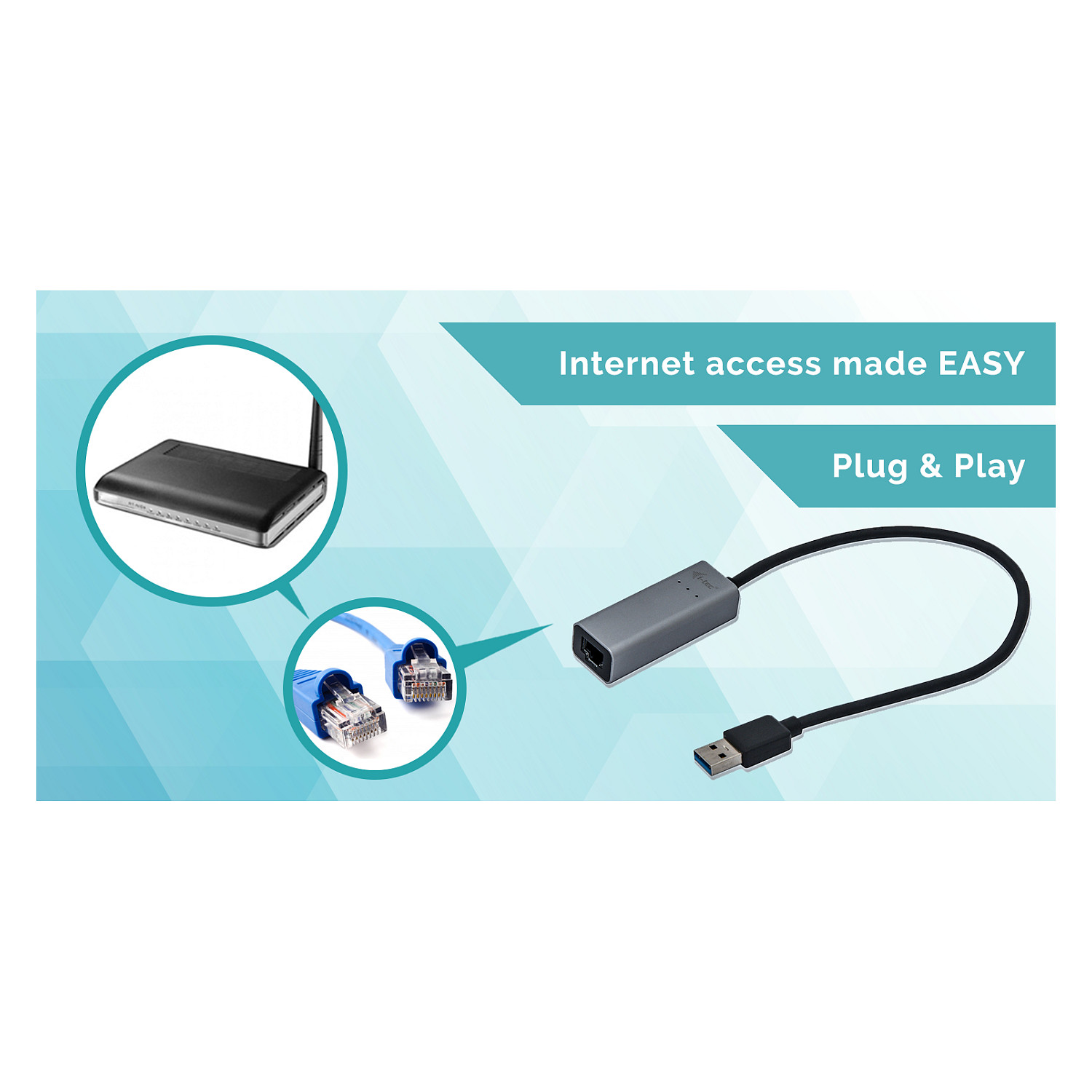Adapter I-TEC USB 3.0 Metal Gigabit Ethernet 1x USB 3.0 na RJ-45-8