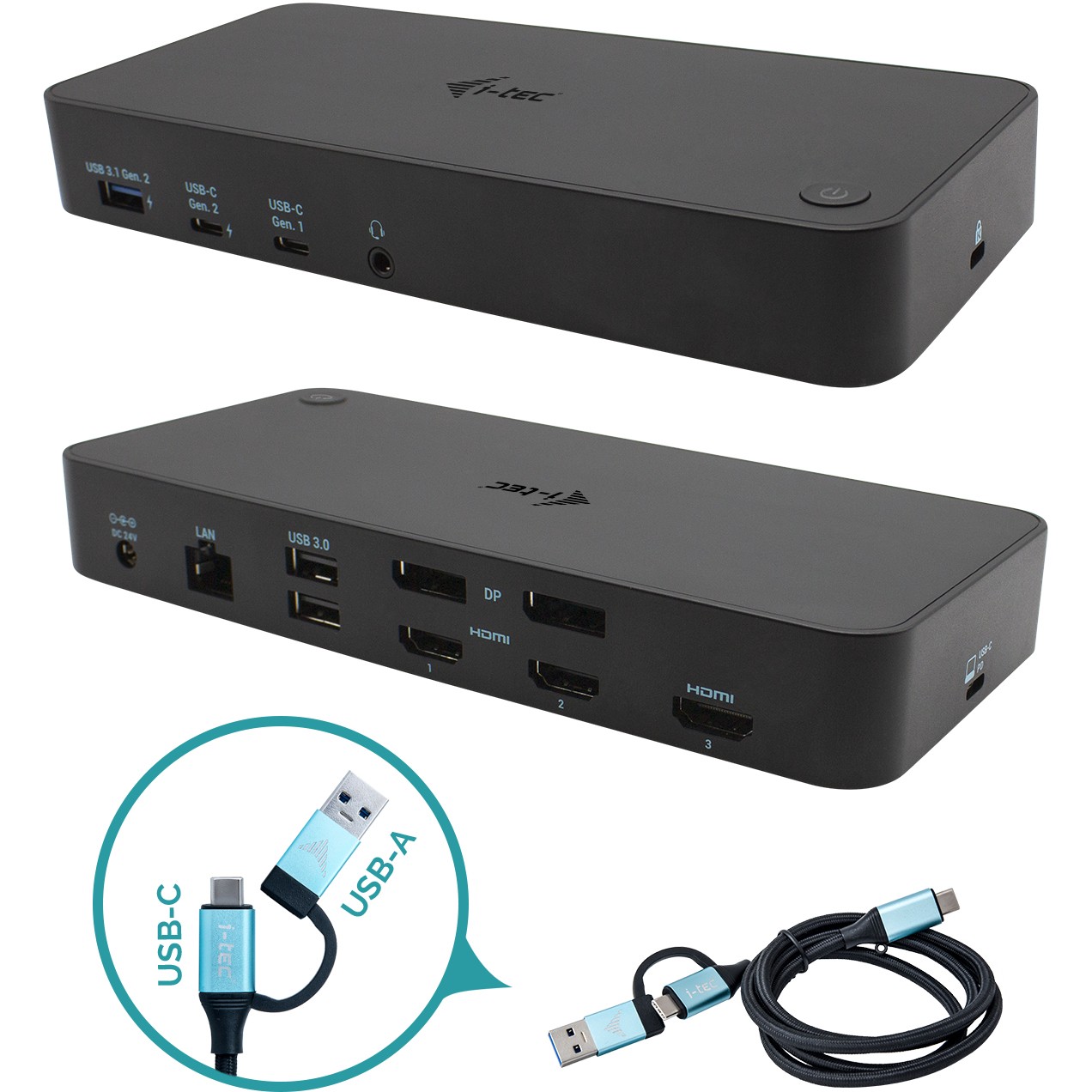 Docking station I-TEC USB 3.0/USB-C Tripledock mit PD 100W 3x4K 60Hz