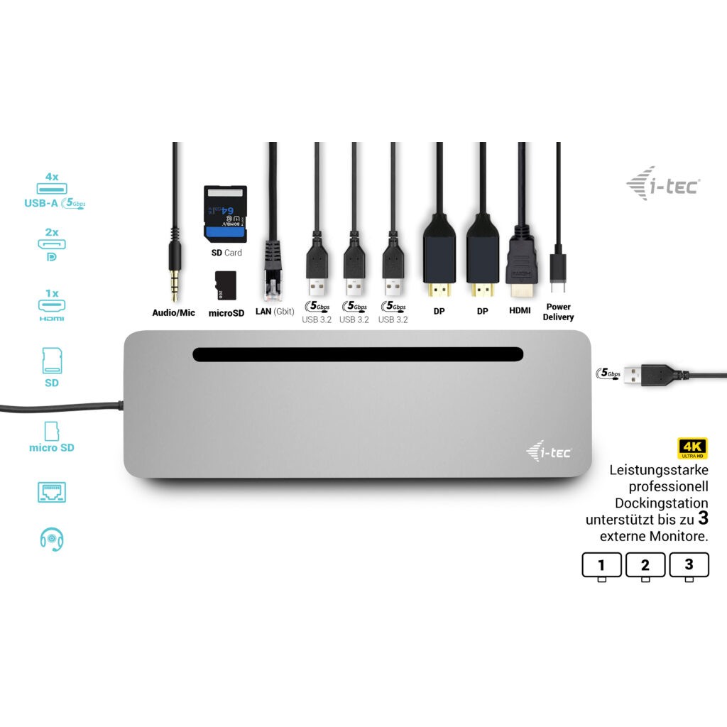 Docking stanica I-TEC USB-C ERGO 3X LCD DOCK-2