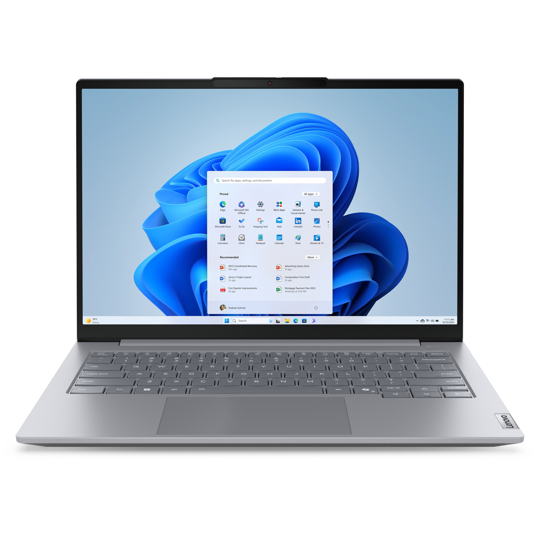 Laptop LENOVO ThinkBook 14 G8 (35.56 cm, WUXGA, Intel Core Ultra 7 255H, 32GB RAM, 1TB SSD, UMA, Windows 11 Pro, Arctic Grey) – internacionalna non HR tipkovnica-0
