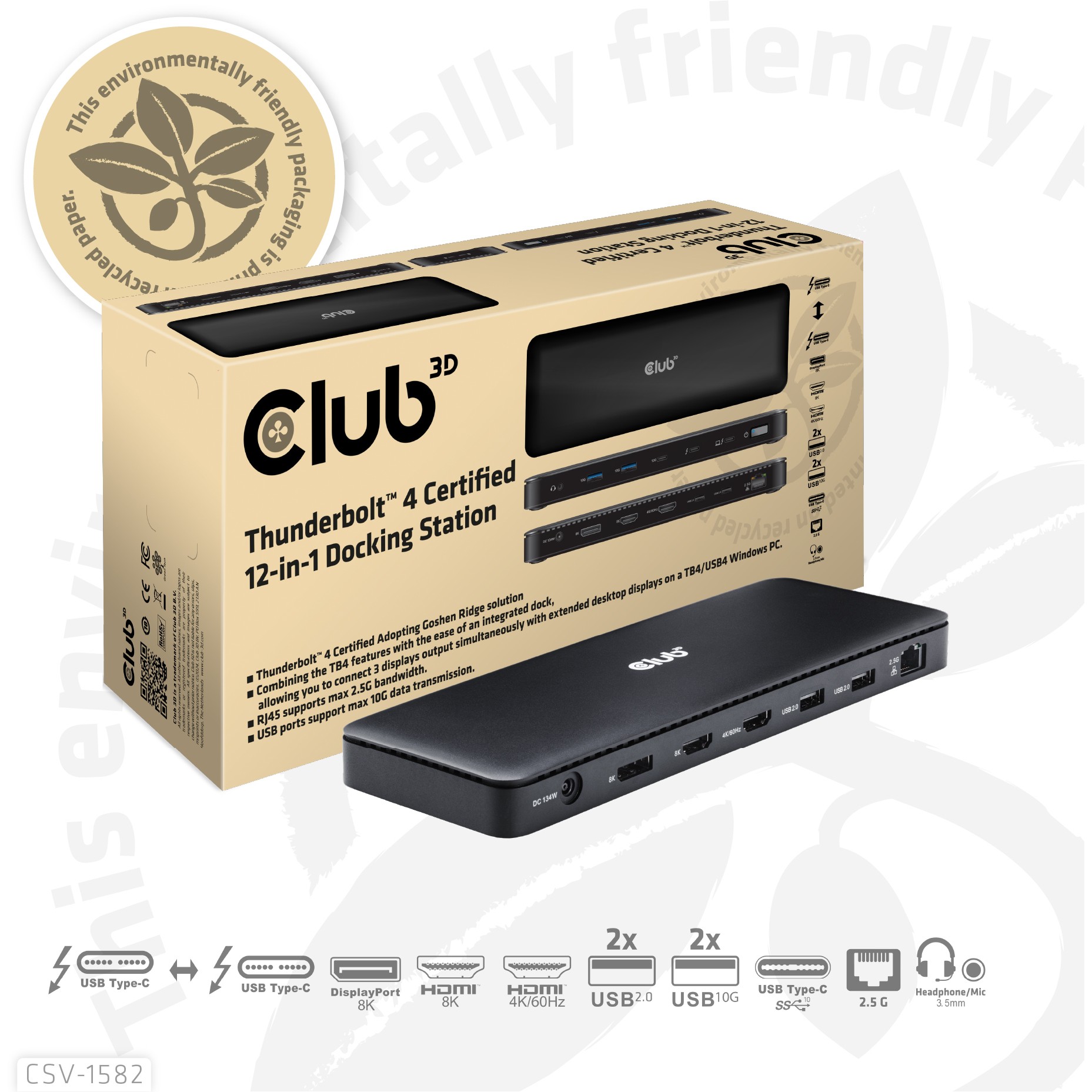 Docking stanica Club 3D Thunderbolt4 12-in-1 3 Displays-7