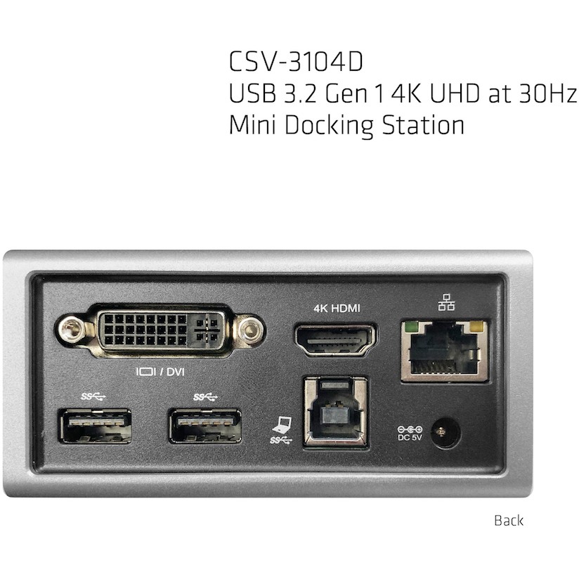 Mini Docking Station CLUB 3D 4K USB3 -> 4xUSB3/HDMI/DVI/LAN srebrna-3