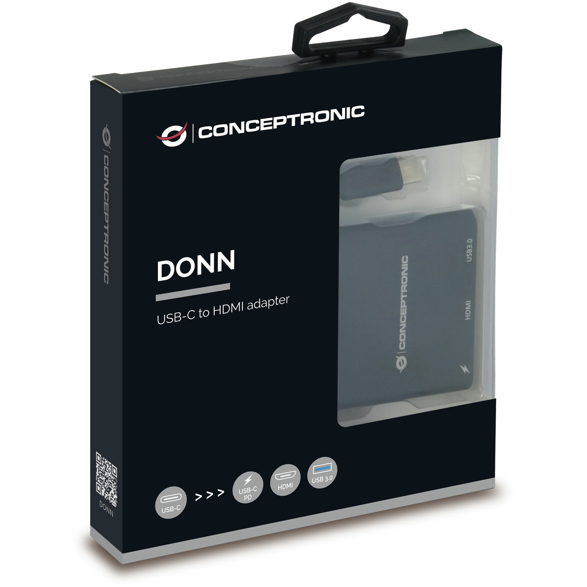 Adapter CONCEPTRONIC 3-1 Dock USB-C->HDMI/USB-A/60WPD 15cm sw-3
