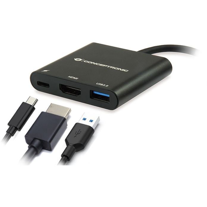 Adapter CONCEPTRONIC 3-1 Dock USB-C->HDMI/USB-A/60WPD 15cm sw-7
