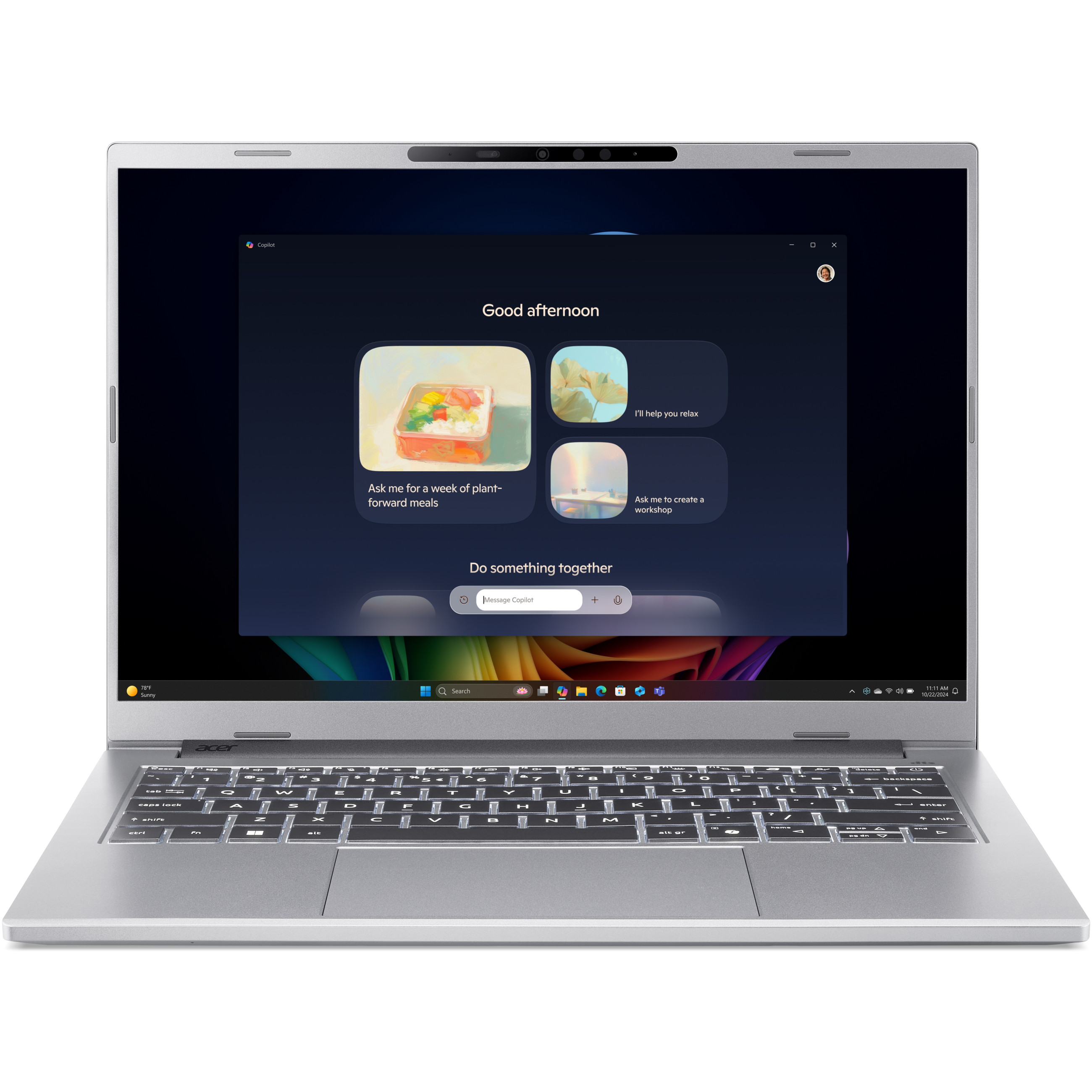 Laptop ACER Aspire 14 AI OLED 14" Ryzen AI5 330 (14" OLED, 1920x1200, Ryzen 5 3300U, 16GB RAM, 1TB SSD, Windows 11 Home, hrvatska tipkovnica, srebrna) – internacionalna non HR tipkovnica