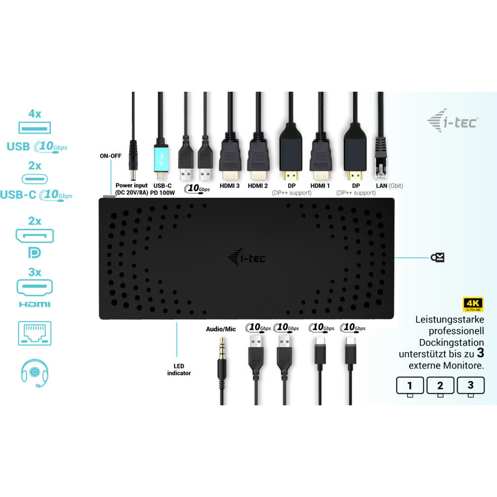 Docking Station I-TEC USB-C/Thunderbolt 14-in-1 PD 100W-10