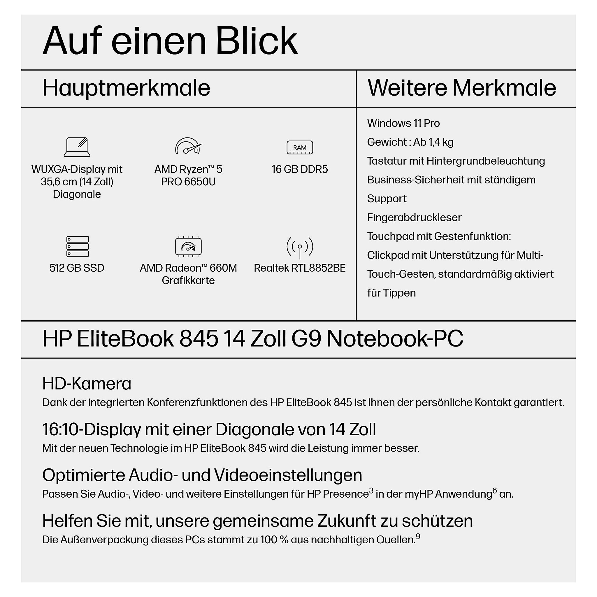 Laptop HP EliteBook 845 G9 (35,5 cm, WUXGA, AMD Ryzen 5 PRO 6650U, 16 GB RAM, 512 GB SSD, Wi-Fi 6, Windows 11 Pro) – internacionalna non HR tipkovnica-10