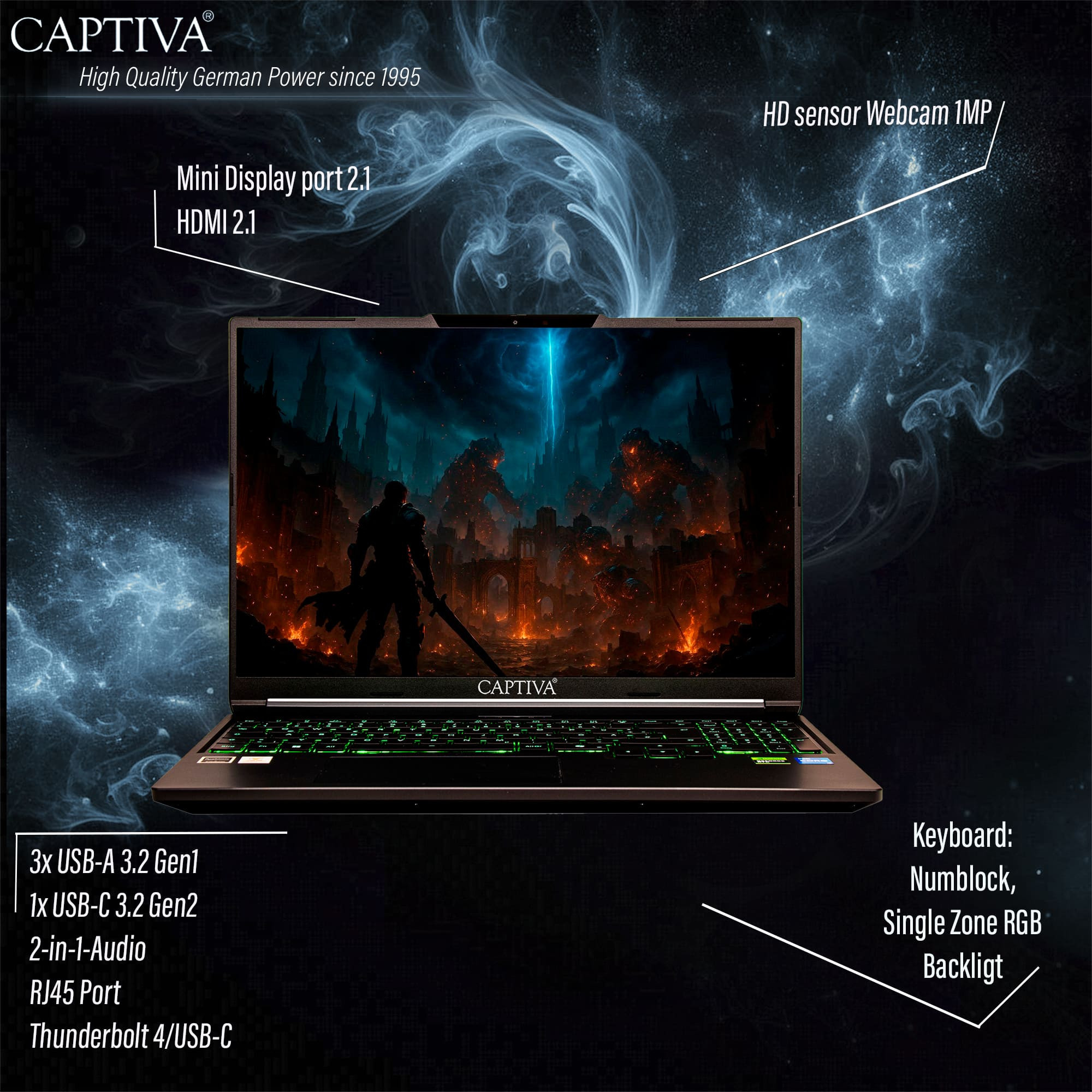 Laptop CAPTIVA Notebook Highend Gaming I95-052GE (16" WQXGA, Core i7-14650HX, 32GB, 1TB SSD, RTX5070, Win 11) – internacionalna non HR tipkovnica-4