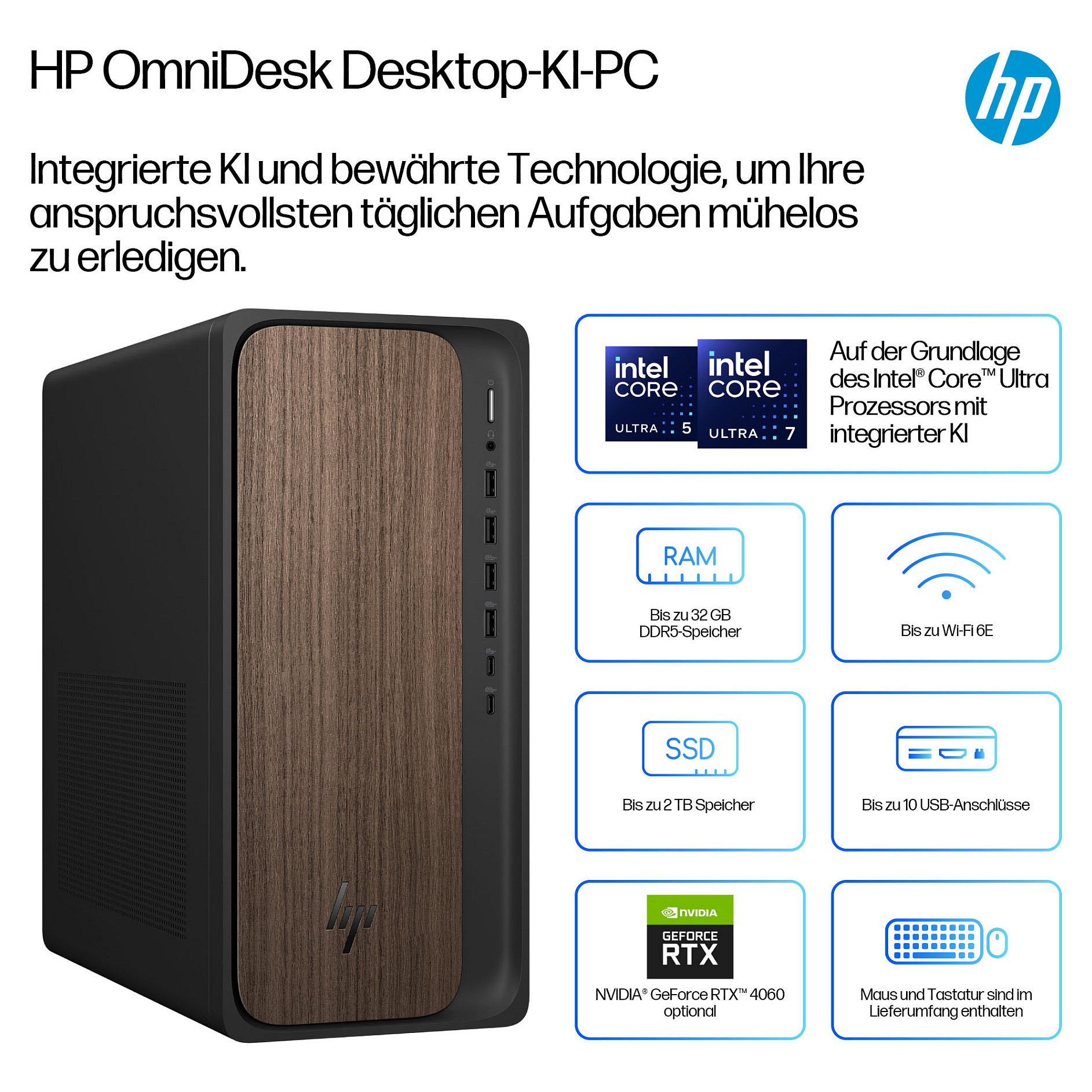Stolno računalo HP OmniDesk Desktop AI M03-0475ng (Intel Core Ultra 7 265, 16GB, 1TB SSD, Win11 Home, Dark Wood)-12