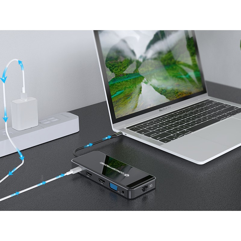 Dock CONCEPTRONIC 7-1 USB-C->2xHDMI/3xUSB-A/GbE/+ 25cm-2