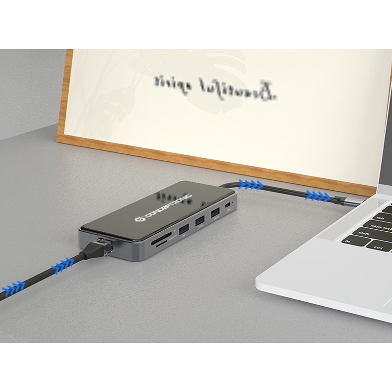 Dock CONCEPTRONIC 7-1 USB-C->2xHDMI/3xUSB-A/GbE/+ 25cm-4