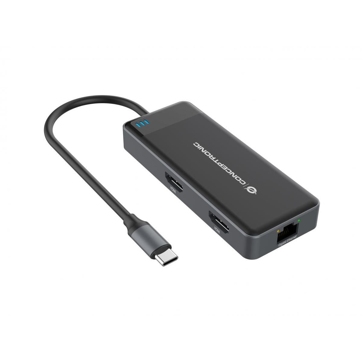 Dock CONCEPTRONIC 7-1 USB-C->2xHDMI/3xUSB-A/GbE/+ 25cm-6